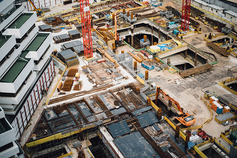 Framework of a construction site building a skyscaper